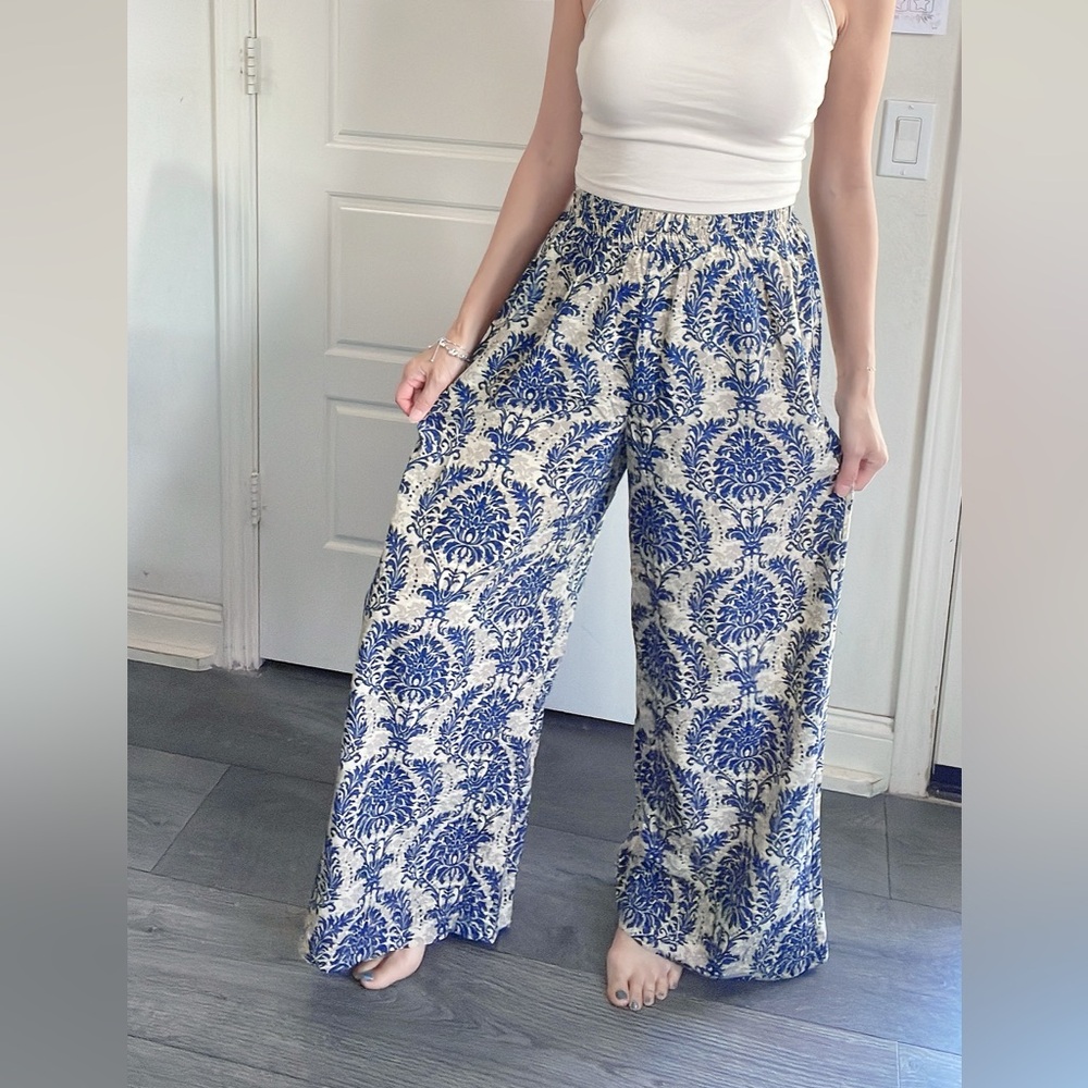 011 Boho Damask Print stretchy waist Trouser Pants - Picture 7 of 12